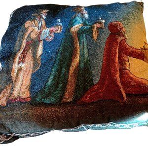 Decorative Tapestry Pillow with Medieval Design